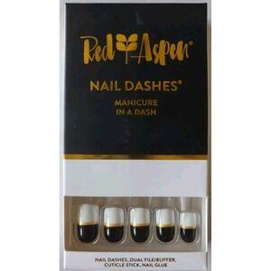 Red Aspen Nail Dashes- Crescendo Kelsey NEW Black and White Pop on Manicure